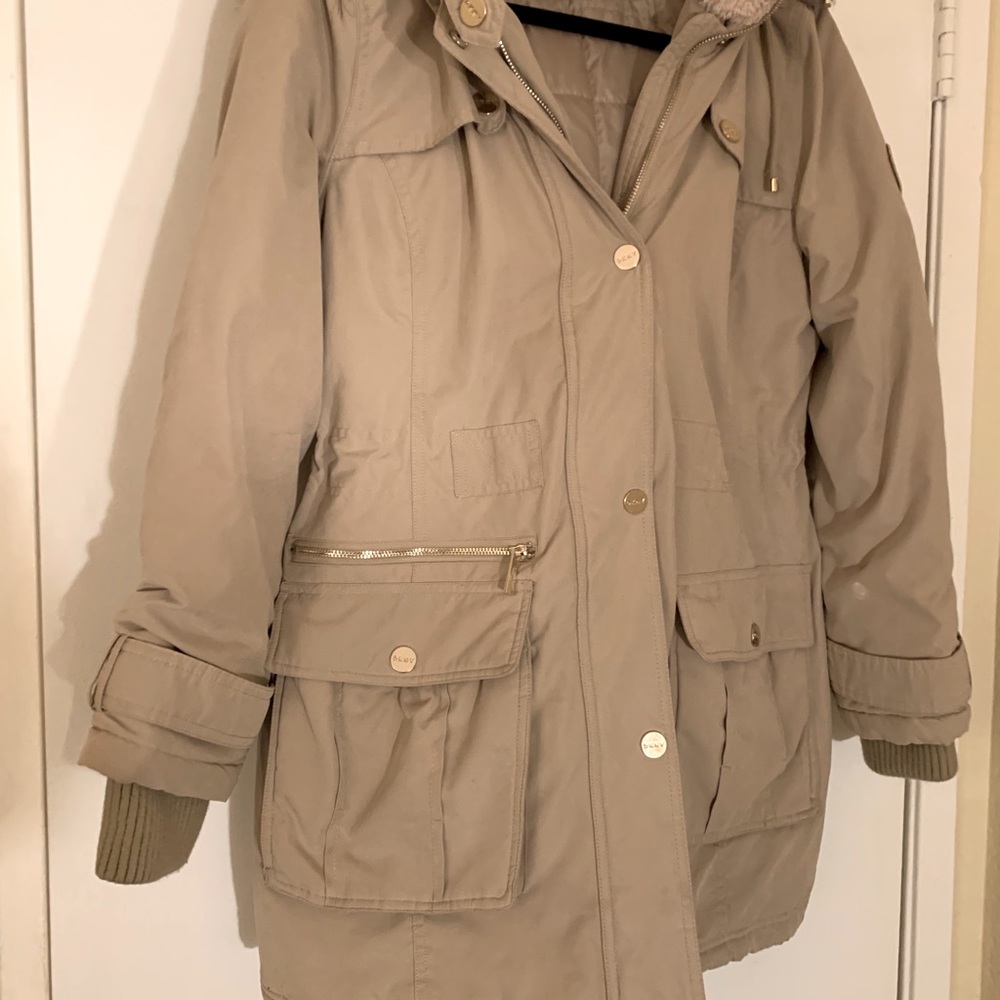 DKNY anorak fur trimmed hooded jacket